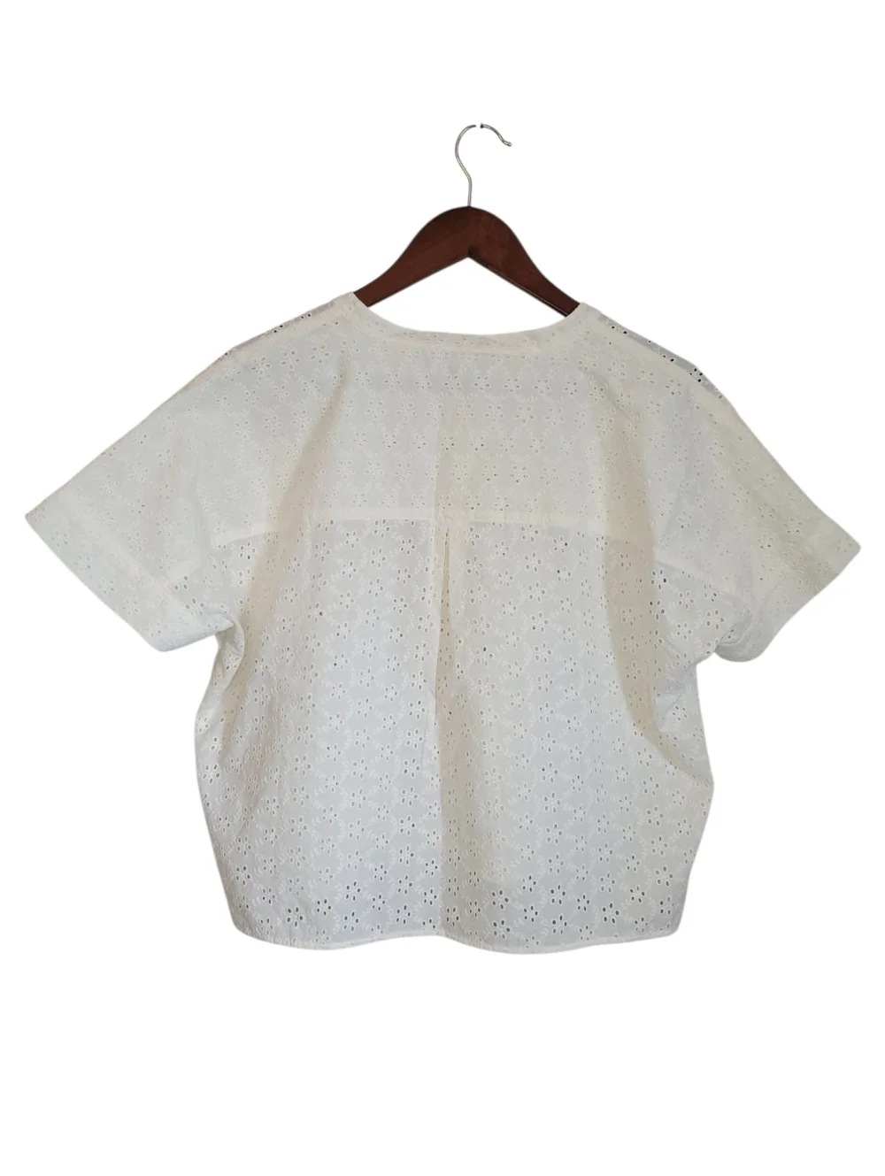 Madewell Eyelet Boxy Button Down Shirt M Lighthouse White Cotton Summer Top - Picture 7 of 12